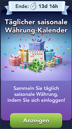 Täglicher saisonale Währung Kalender Start