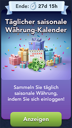 Täglicher saisonale Währung Kalender Start