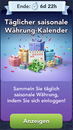 Täglicher saisonale Währung Kalender Start