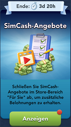 SimCash Angebote Start