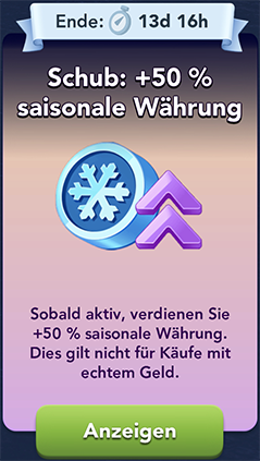 Schub 50 saisonale Währung Start