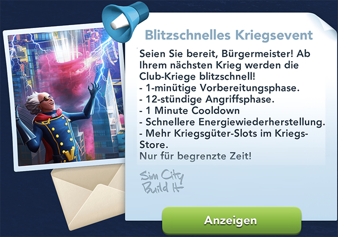 Blitzschnelles Kriegaevent Info