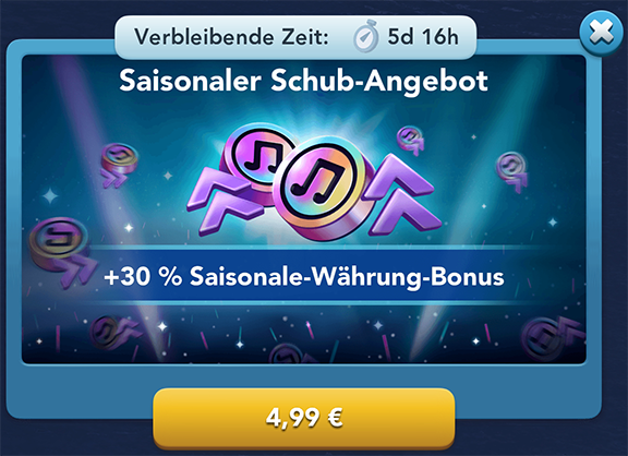 Saisonaler Schub Angebot Info