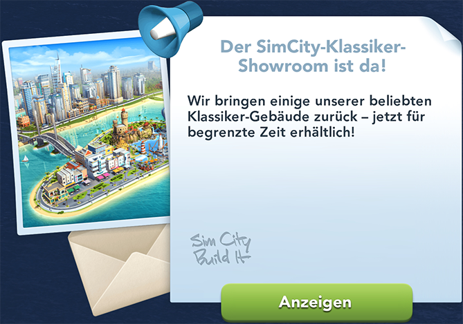 SimCity Klassiker Showroom Info