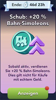 Schub+20 Prozent Bahn Start