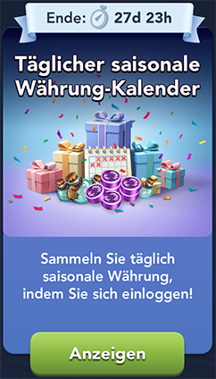 Täglicher saisonale Währung Kalender Start