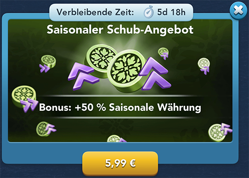 Saisonaler Schub Angebot Info