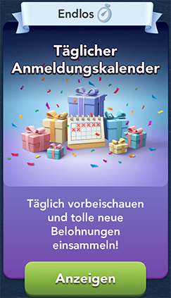 Täglicher Anmeldungskalender Start