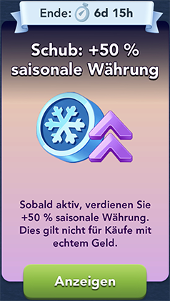 Schub 50 saisonale Währung Start