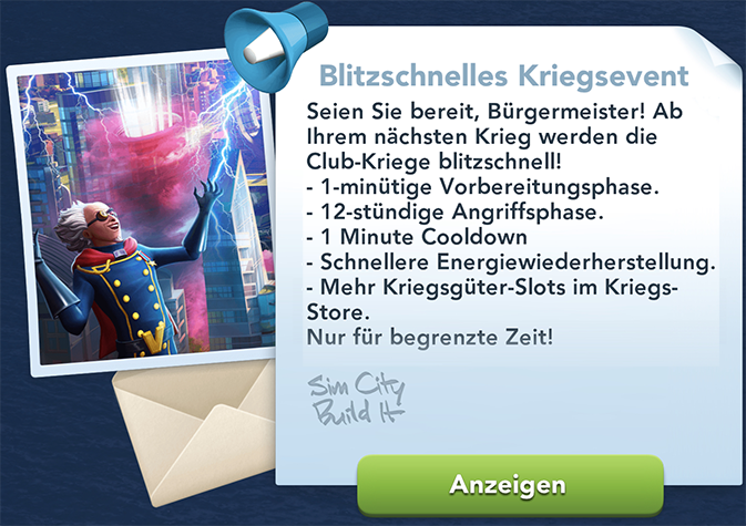 Blitzschnelles Kriegsevent Info