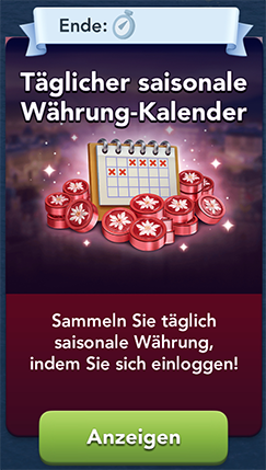 Täglicher saisonale Währung Kalender Start