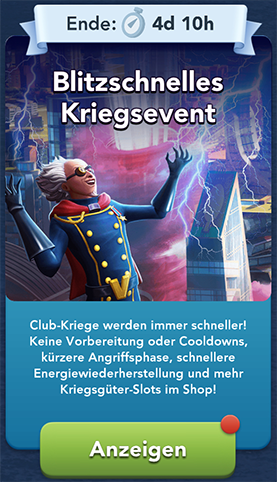 Blitzschnelles Kriegsevent Start