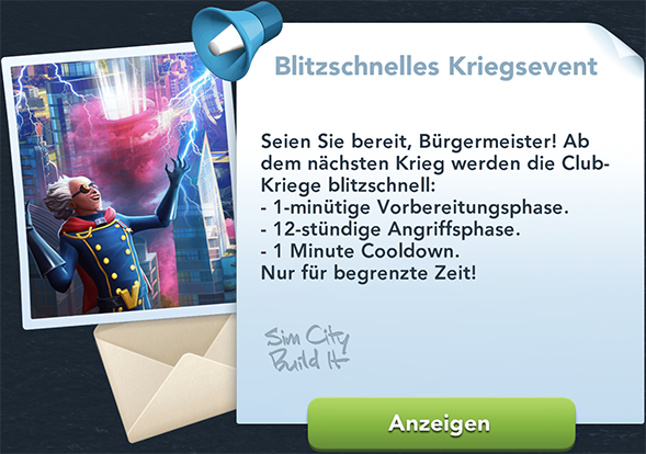 Blitzschnelles Kriegsevent Info