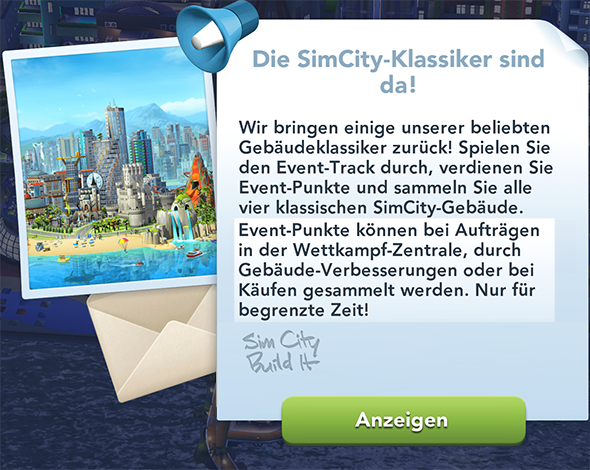 Die SimCity Klassiker Event Info